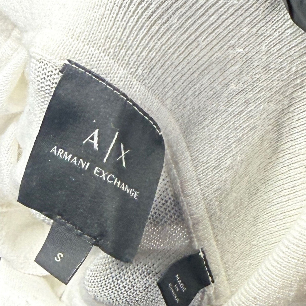 Armani Exchange White Knit Short Sleeve Polo Shirt Size S