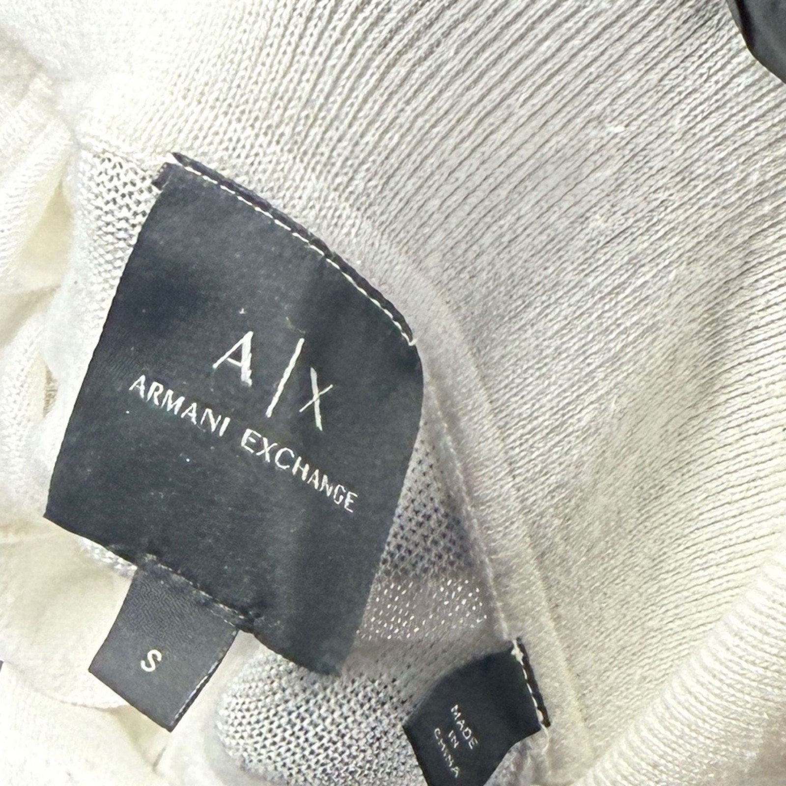 Armani Exchange White Knit Short Sleeve Polo Shirt Size S