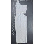 Fashion Nova White One Shoulder Cutout Belted Midi Dress Size S