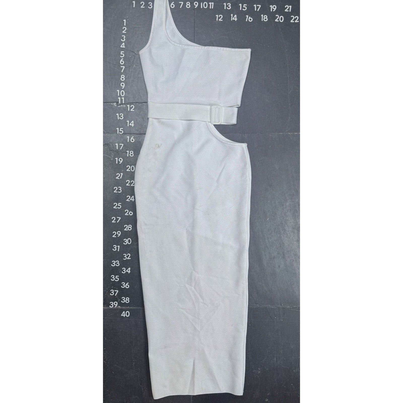 Fashion Nova White One Shoulder Cutout Belted Midi Dress Size S