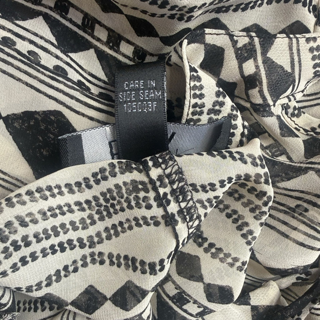 BCX Cold Shoulder Geometric Print Smocked Blouse