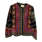 80s Saxton Hall Velvet Quilted Boho Oriental Floral Jacket