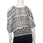 BCX Cold Shoulder Geometric Print Smocked Blouse