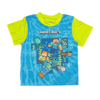 Minecraft Boys Underwater Graphic T-Shirt Blue/Neon Green Size M