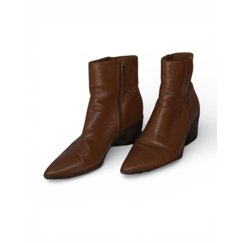 Franco Sarto Women's Cognac Leather Pointed Toe Ankle Booties