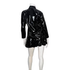 Patrice Catanzaro Black Vinyl Patent Button Down Crepuscule Mini Dress
