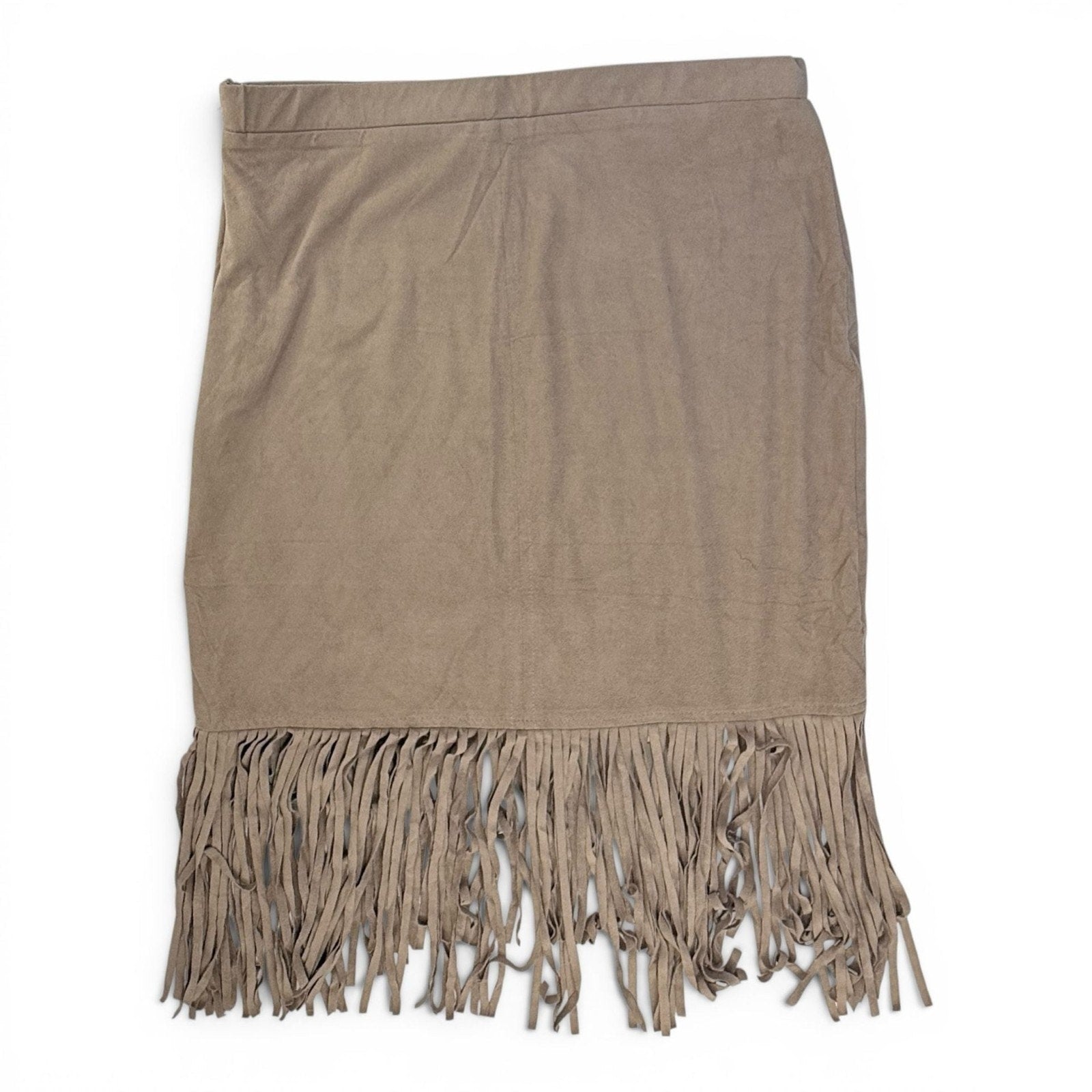 Bajee Collection Faux Suede Fringe Hem Skirt Size L