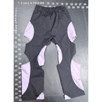 Lavender and Black Two-Tone Cut-Out Techwear Pants Fashion Trousers Size S