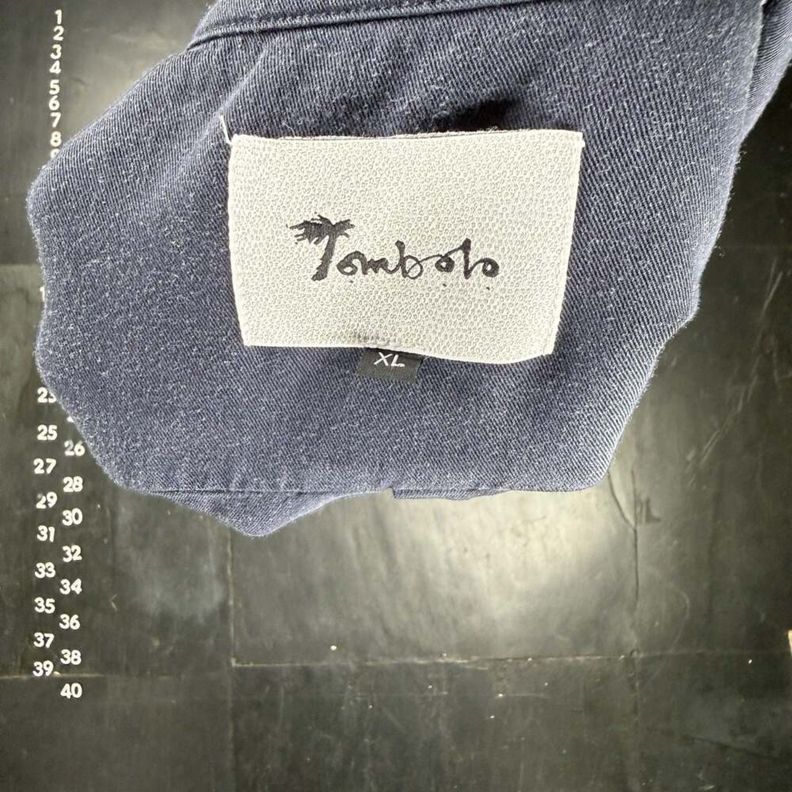 Tombolo 100% Tencel Navy Blue Short Sleeve Button Down Shirt Size XL