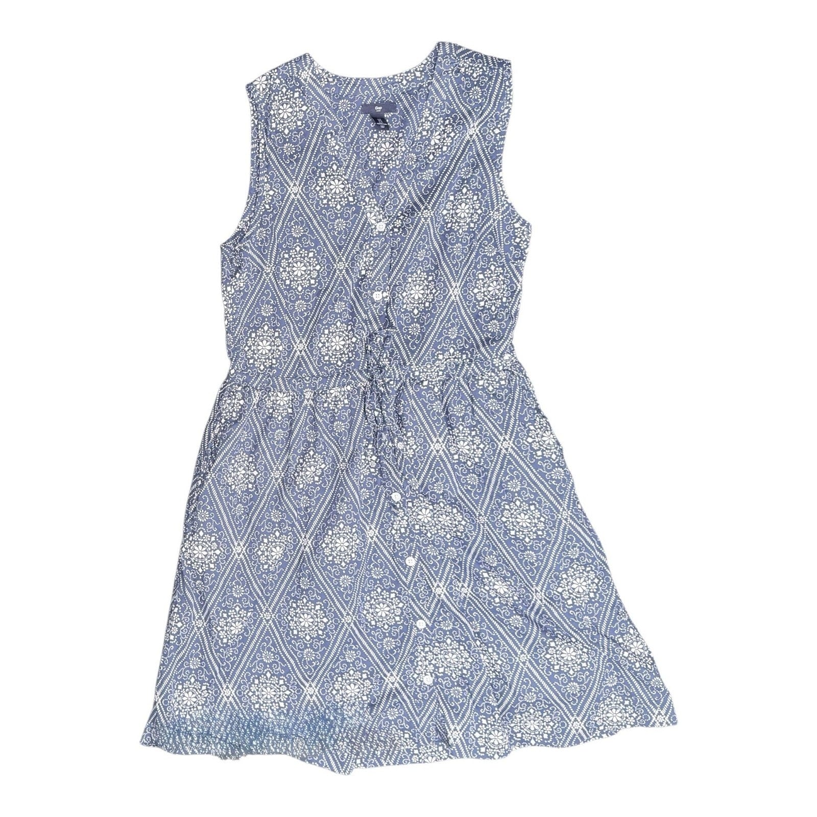 Gap Blue and White Medallion Geometric Print Sleeveless Mini Dress
