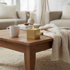 Vanilla Sandalwood Candle – Gold Cube Vessel, Luxury Scent The Room Collective