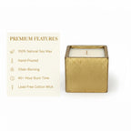 Vanilla Sandalwood Candle – Gold Cube Vessel, Luxury Scent The Room Collective