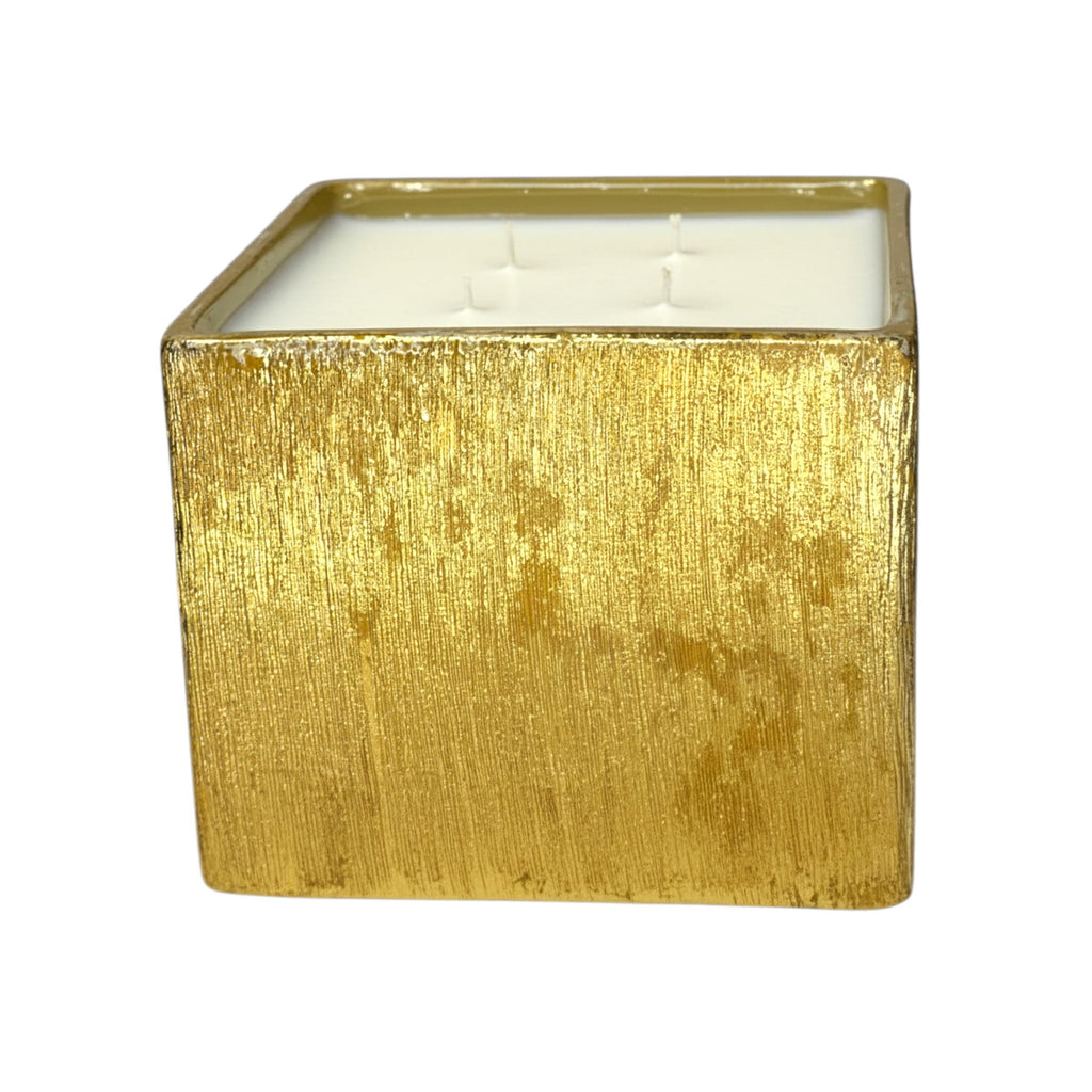 Vanilla Sandalwood Candle – Gold Cube Vessel, Luxury Scent The Room Collective