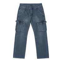 The Room Collective Armani Exchange A|X blue denim cargo jeans size 33 with contrast stitching and D-ring.