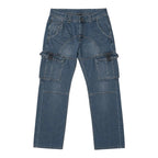 The Room Collective Armani Exchange A|X blue denim cargo jeans size 33 with contrast stitching and D-ring.