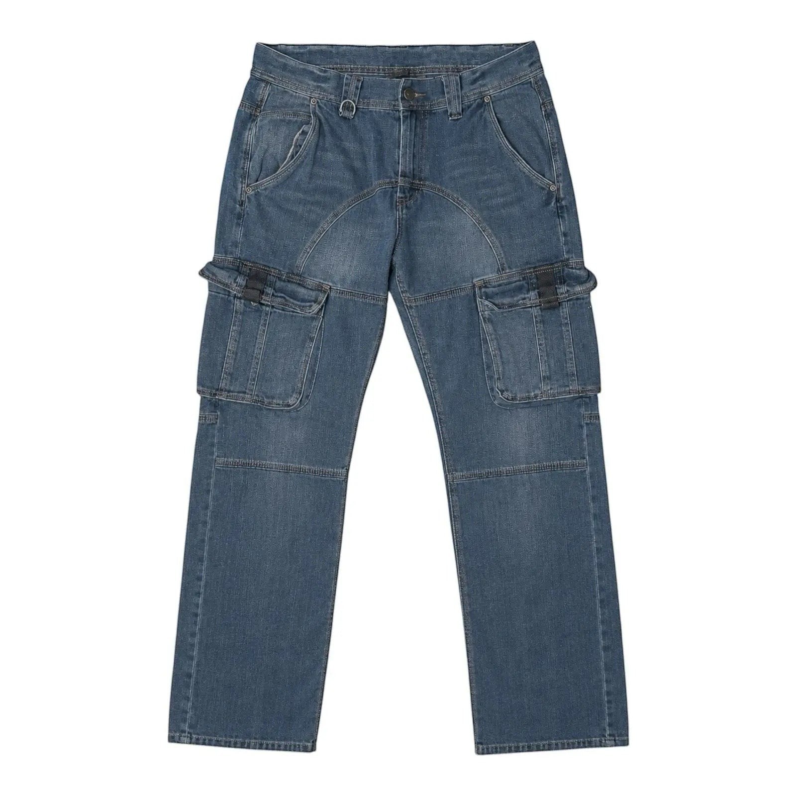 The Room Collective Armani Exchange A|X blue denim cargo jeans size 33 with contrast stitching and D-ring.