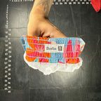 The Room Collective Duvin Design floral print swim trunks in light blue with pink and orange hibiscus, size small. Features elastic waistband and mesh lining.