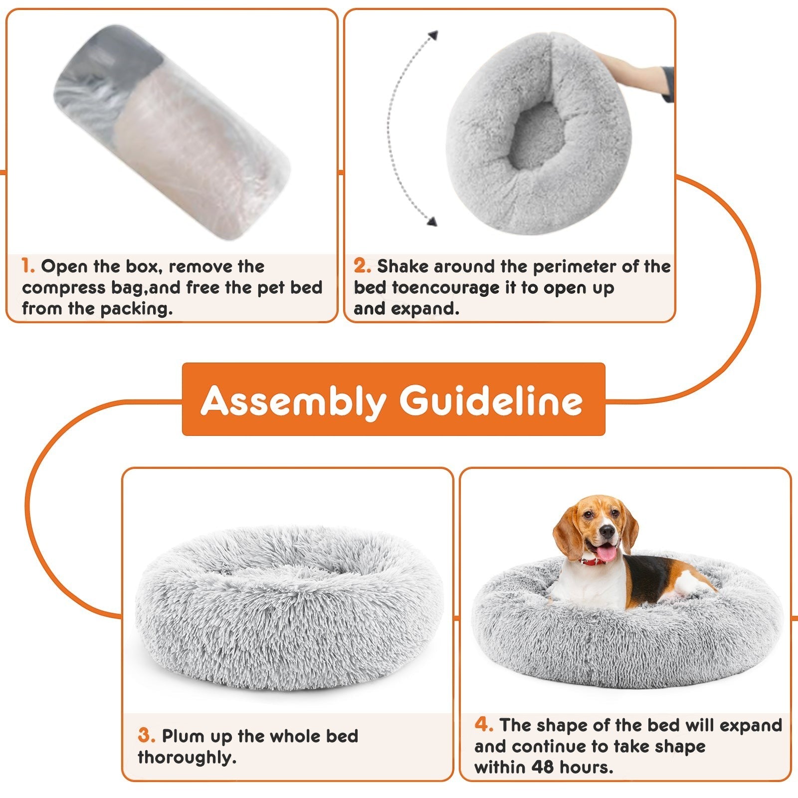 Plush Round Donut Pet Bed for Dogs & Cats – Raised-Rim Cuddle Bed - The Room Collective