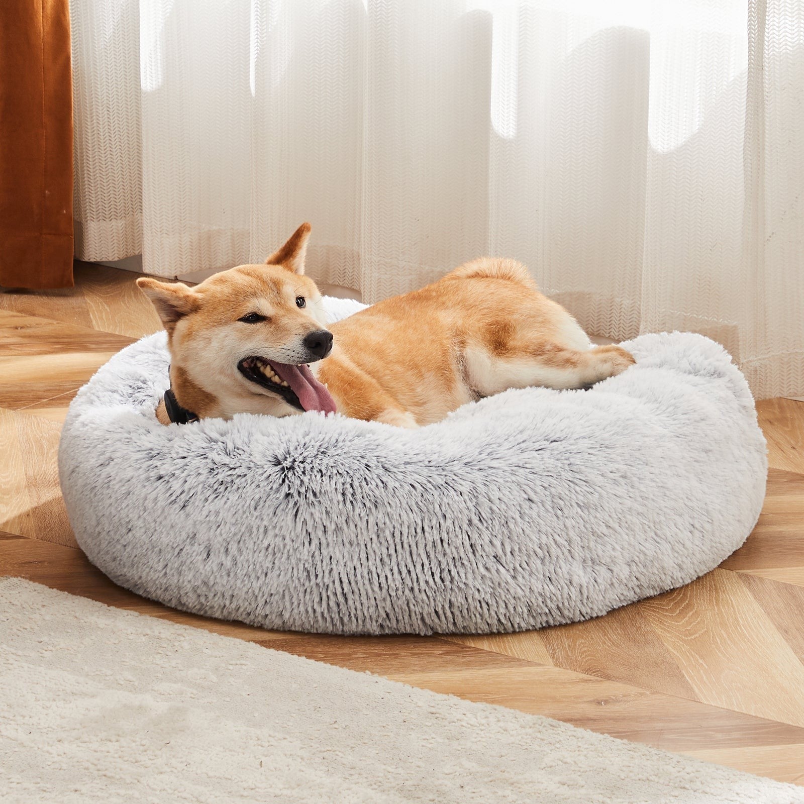 Plush Round Donut Pet Bed for Dogs & Cats – Raised-Rim Cuddle Bed - The Room Collective