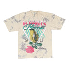 The Room Collective gray and tan tie-dye cotton t-shirt with III Points Miami 2024 graphic, hand and rose design, and lineup on back. Size Small.