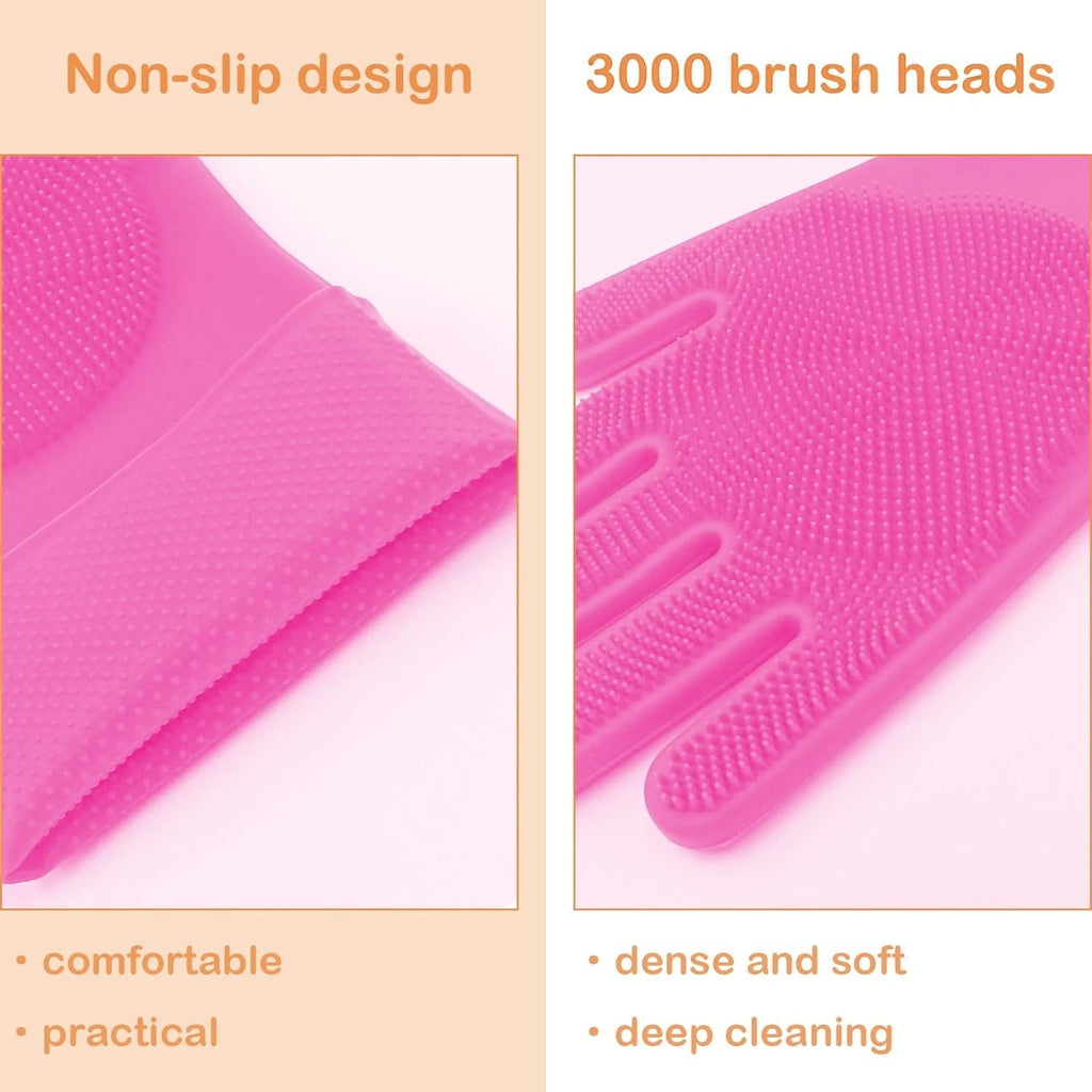 Pink Silicone Dog Grooming Gloves – Deshedding, Bath & Massage Pair - The Room Collective