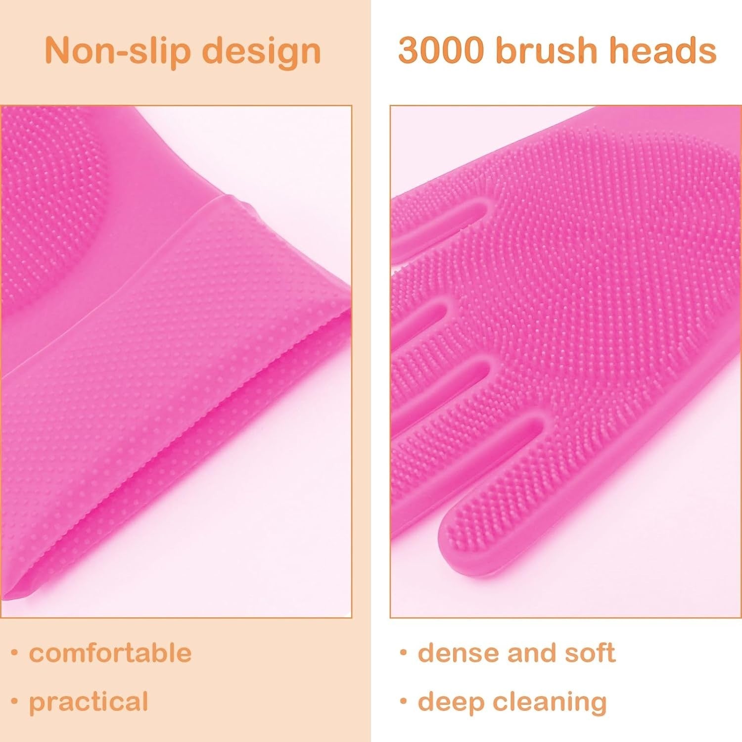 Pink Silicone Dog Grooming Gloves – Deshedding, Bath & Massage Pair - The Room Collective