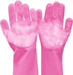 Pink Silicone Dog Grooming Gloves – Deshedding, Bath & Massage Pair - The Room Collective