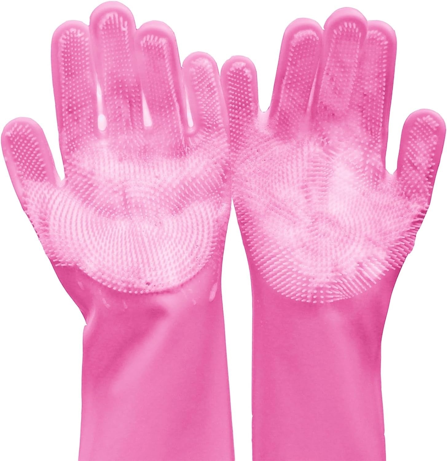 Pink Silicone Dog Grooming Gloves – Deshedding, Bath & Massage Pair - The Room Collective