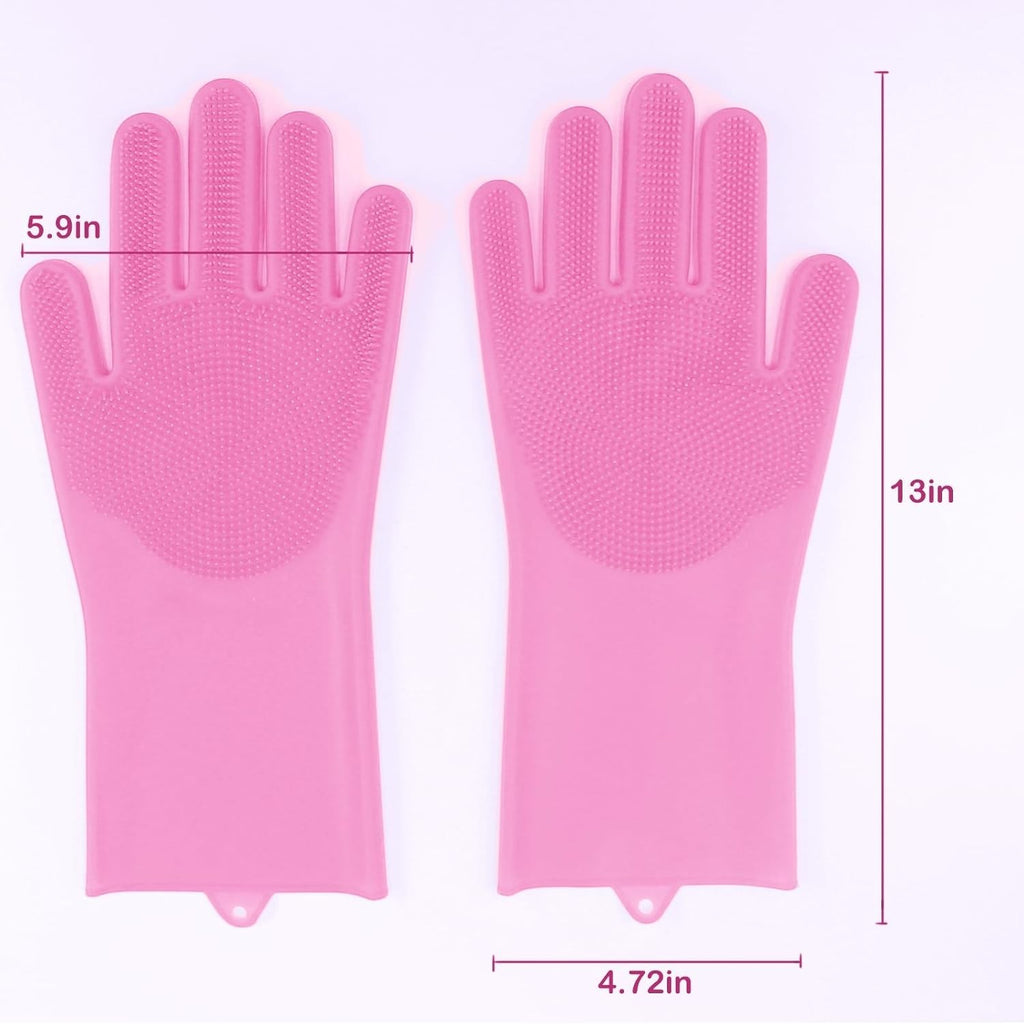 Pink Silicone Dog Grooming Gloves – Deshedding, Bath & Massage Pair - The Room Collective