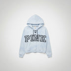 The Room Collective light blue and white tie-dye hoodie with lace-up detail and PINK logo, size M.