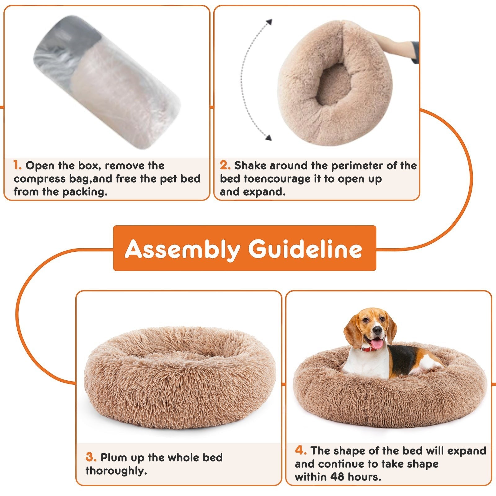 Plush Round Donut Pet Bed for Dogs & Cats – Raised-Rim Cuddle Bed - The Room Collective