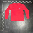 The Room Collective Men's red 100% cotton long sleeve pocket t-shirt, size Small, with skipjack logo detail.