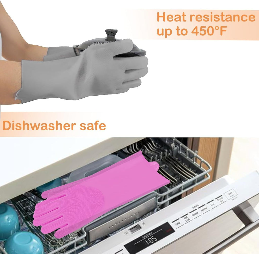 Pink Silicone Dog Grooming Gloves – Deshedding, Bath & Massage Pair - The Room Collective