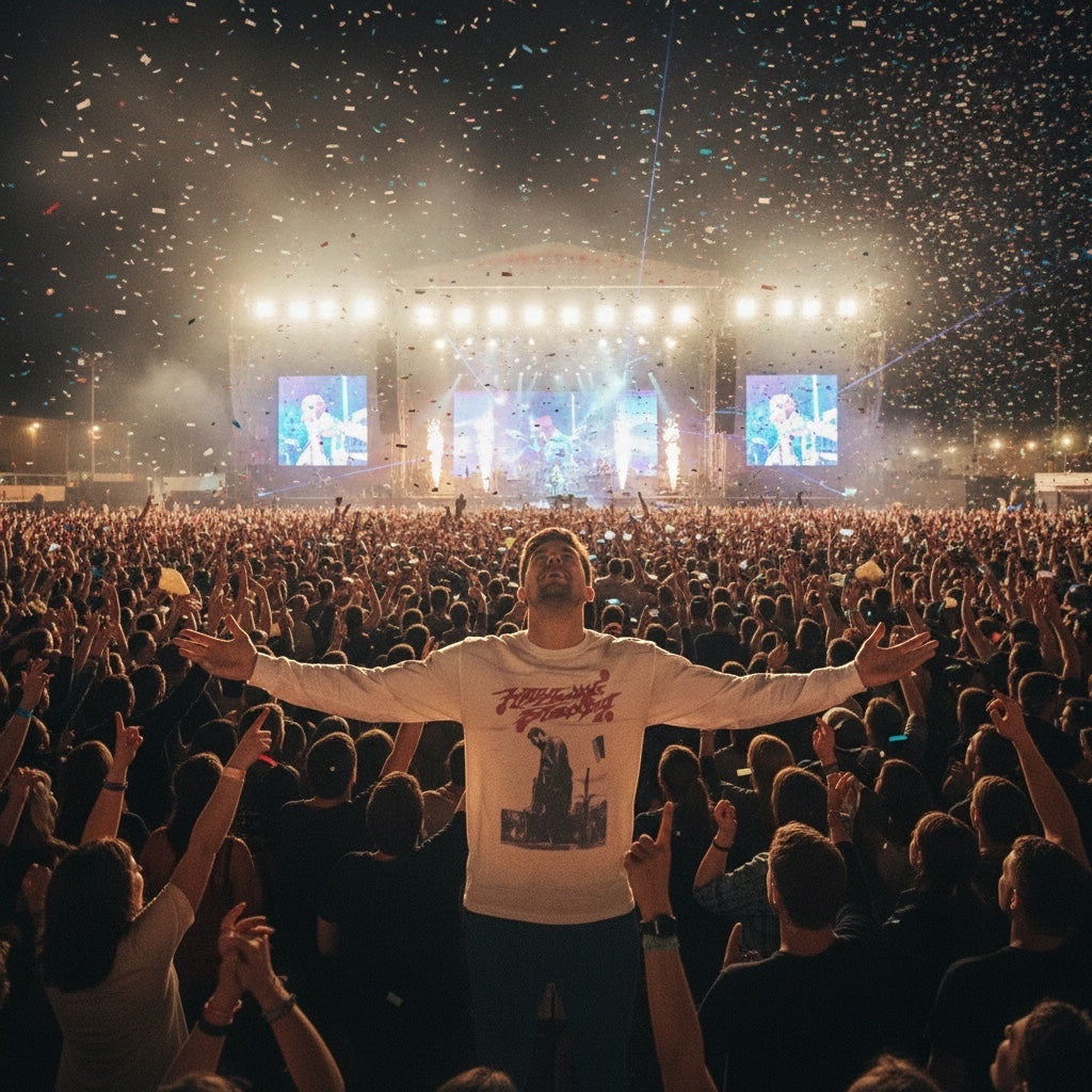The Room Collective Post Malone Runaway Tour 2020 tie-dye long sleeve shirt in white and purple, size Large.