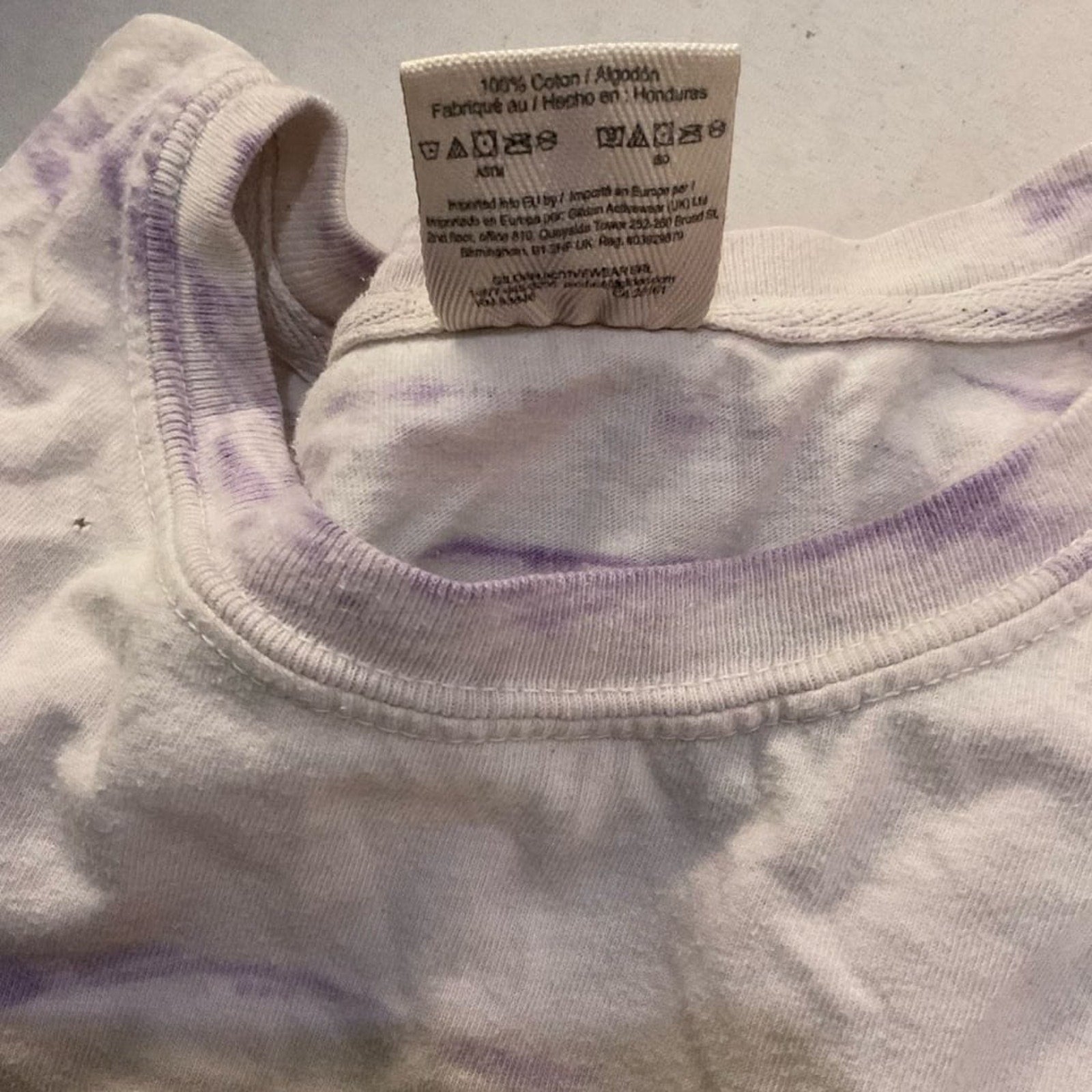 The Room Collective Post Malone Runaway Tour 2020 tie-dye long sleeve shirt in purple and white, size Large. 100% cotton.
